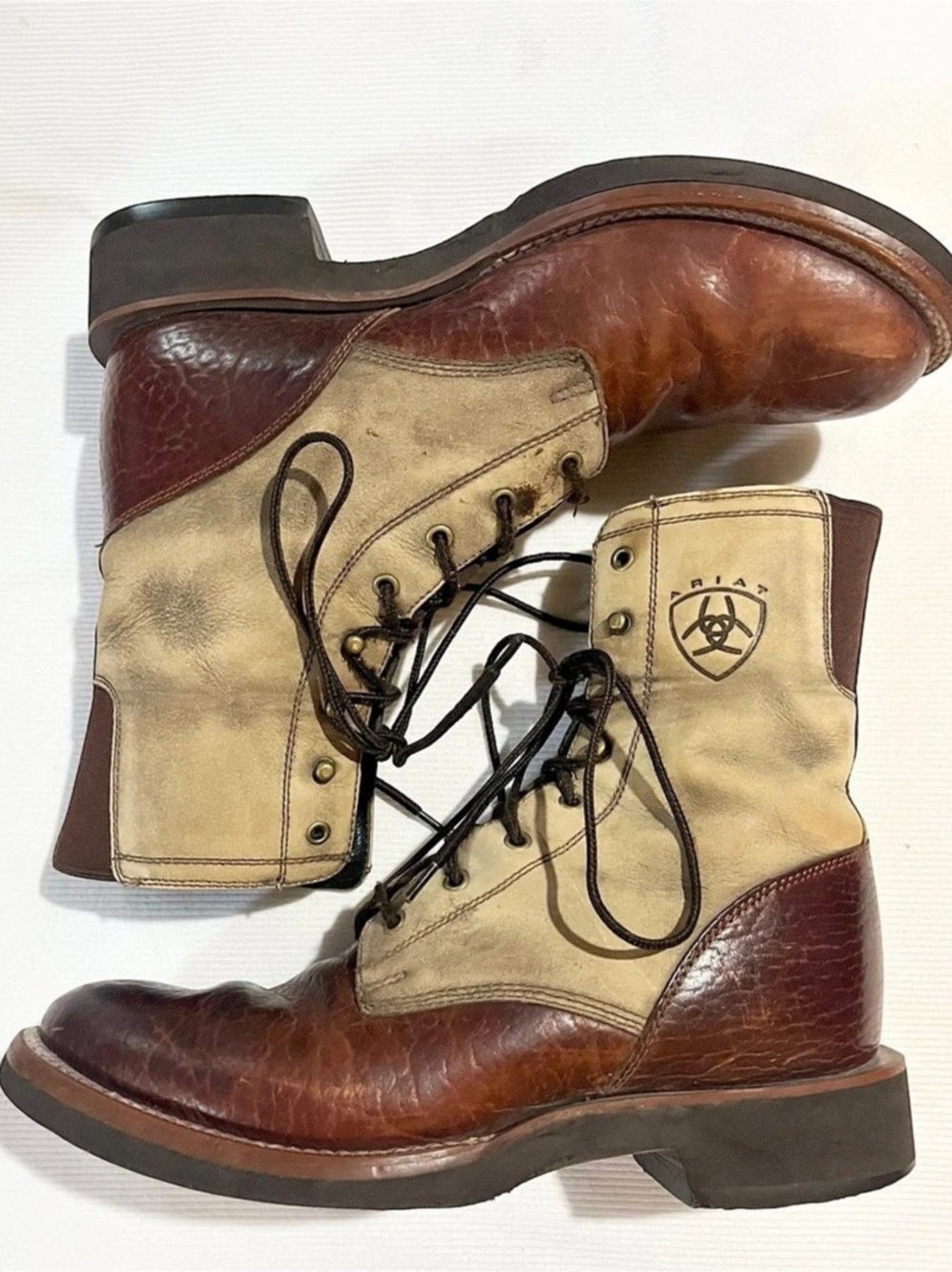 Ariat EH Leather Lace-Up Work Boots Men’s Size 10D (Stained/Scuffed)